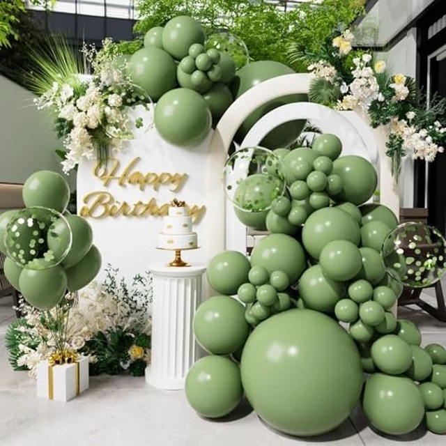 Alt view image 2 of 6 - SUWEN Sage Green Balloons and Confetti 60PCS Balloons Set
