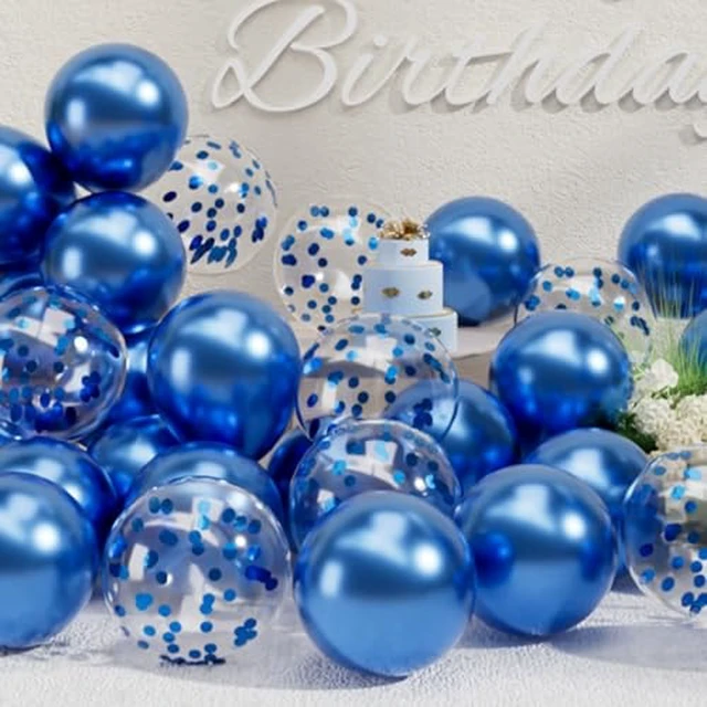 Alt view image 4 of 6 - SUWEN Silver Metallic and Confetti Balloons Set 47PCS Latex Helium