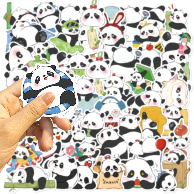 Main image of Cute Panda Stickers for Kids Teens Adults, ZLWSD 50Pcs Cartoon Panda Waterproof Vinyl Water Bottle Decals, Funny Animals Teaching Rewards Sticker for Decorative Journal Bumper Skateboard