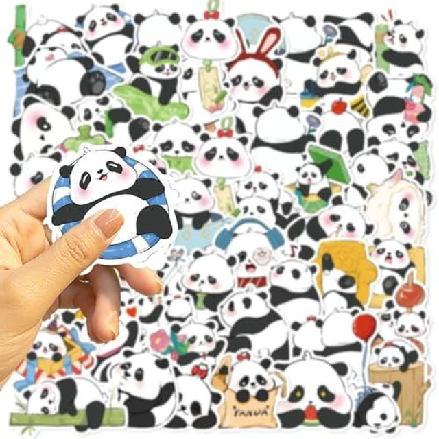 Alt view image 2 of 5 - Cute Panda Stickers for Kids Teens Adults, ZLWSD 50Pcs Cartoon Panda Waterproof Vinyl Water Bottle Decals, Funny Animals Teaching Rewards Sticker for Decorative Journal Bumper Skateboard