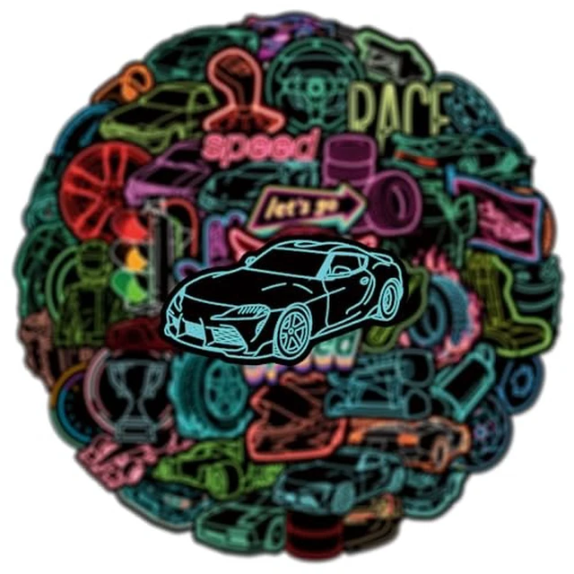 Alt view image 5 of 6 - 50pcs Neon Sports Theme Sticker,Waterproof Vinyl Stickers - Football SoccerDecor & Party Favors Gifts for Laptop, Water Bottle, Skateboard Guitar (Neon Sticker-2)