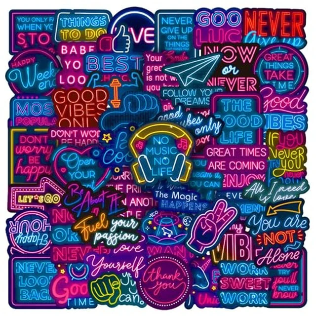 Alt view image 6 of 6 - 50pcs Neon Sports Theme Sticker,Waterproof Vinyl Stickers - Football SoccerDecor & Party Favors Gifts for Laptop, Water Bottle, Skateboard Guitar (Neon Sticker-2)