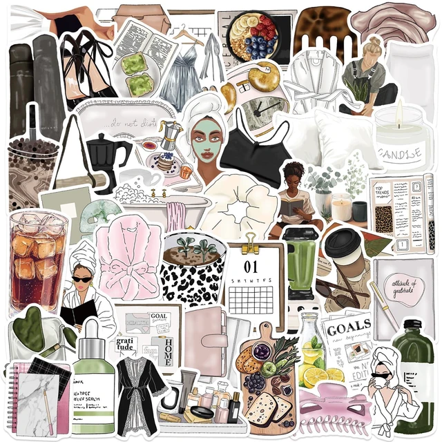 Main image of 50PCS Clean Girl Aesthetic Stickers Self Care Matcha Decals,Waterproof Vinyl Stickers for Water Bottles Laptop Luggage Phone(Clean Girl)