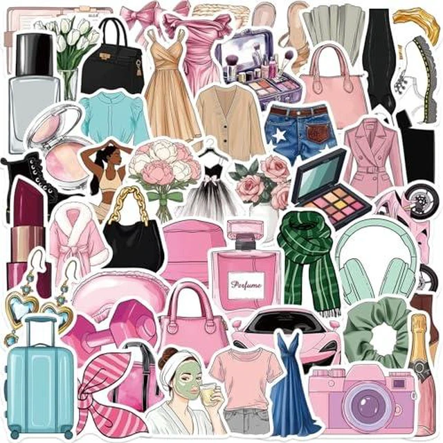 Alt view image 3 of 6 - 50PCS Clean Girl Aesthetic Stickers Self Care Matcha Decals,Waterproof Vinyl Stickers for Water Bottles Laptop Luggage Phone(Clean Girl)