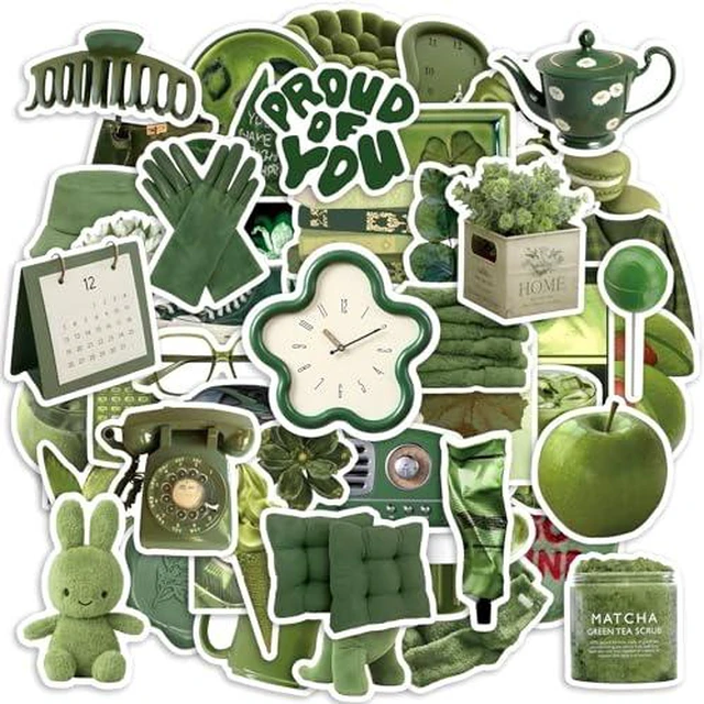 Alt view image 5 of 6 - 50PCS Clean Girl Aesthetic Stickers Self Care Matcha Decals,Waterproof Vinyl Stickers for Water Bottles Laptop Luggage Phone(Clean Girl)