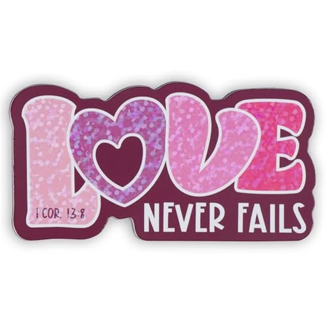 Alt view image 2 of 6 - Christian Art Gifts Inspirational Refrigerator Scripture Magnet for Women and Girls with Bible Verse: Love Never Fails - 1 Corinthians 13:8 Love Shaped, Home & Kitchen Decorations, Size 3" x 1
