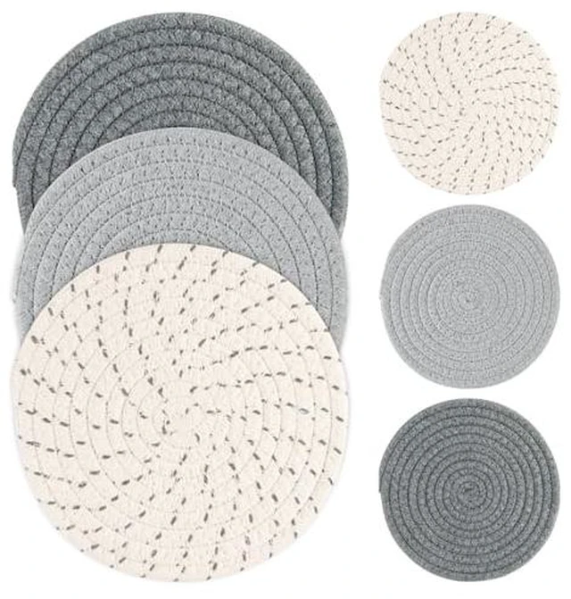 Alt view image 2 of 4 - 3PCS Woven Trivets for Hot Dishes - 3 Hot Pot Pads