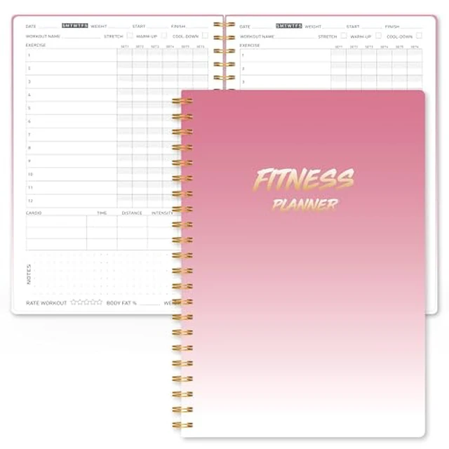 Alt view image 5 of 5 - Fitness Planner Workout Journal, Undated Exercise Log Book, 6" x 8.2"