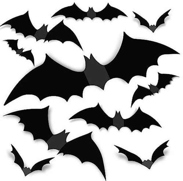 Alt view image 2 of 6 - 120Pcs 3D Bats Halloween Decorations Wall Decor Realistic PVC Bat Stickers