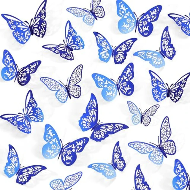Alt view image 3 of 6 - Crosize 48 Pcs Gold 3D Butterfly Decorations, 4 Styles 3 Sizes, Butterfly Wall Decor, Party Decorations, Butterflies for Crafts, Bouquet, Cake Decorating, Flower Arrangements, Room Decor