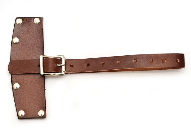 Main image of Handmade Genuine Cowhide Leather Axe and Hatchet Sheath, Adjustable Buckle Strap, Nickel Plated Rivets (Brown, Blade-Size: 4 Inches)