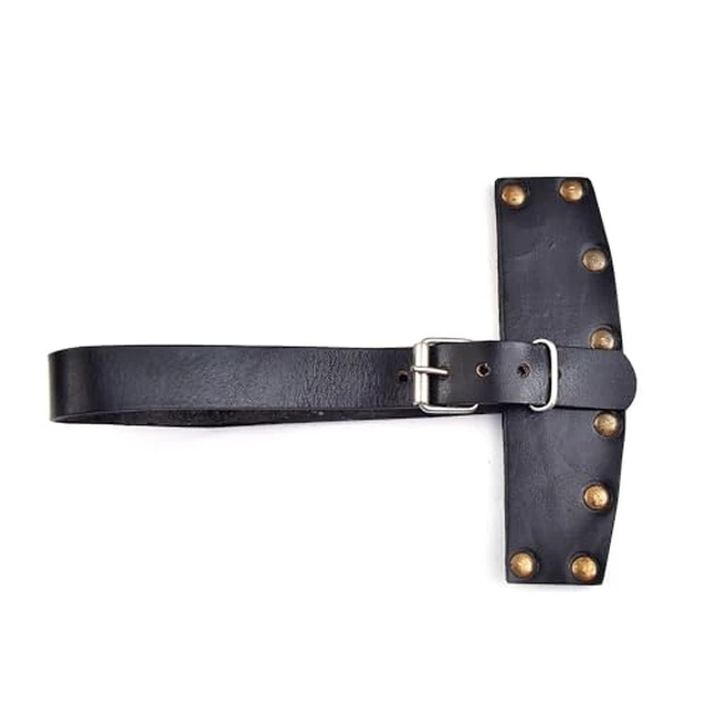 Alt view image 2 of 2 - Handmade Genuine Cowhide Leather Axe and Hatchet Sheath, Adjustable Buckle Strap, Nickel Plated Rivets (Brown, Blade-Size: 4 Inches)