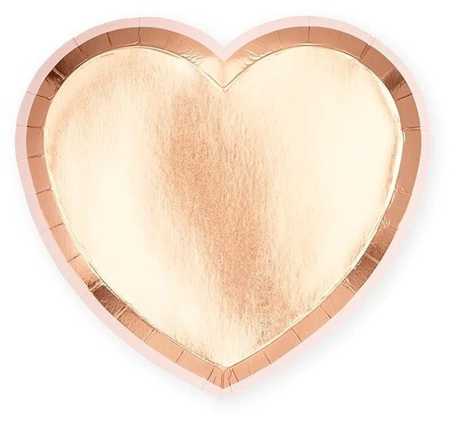 Main image of WEDDINGSTAR Small Heart Disposable Paper Party Plates - Rose Gold - Set of 8