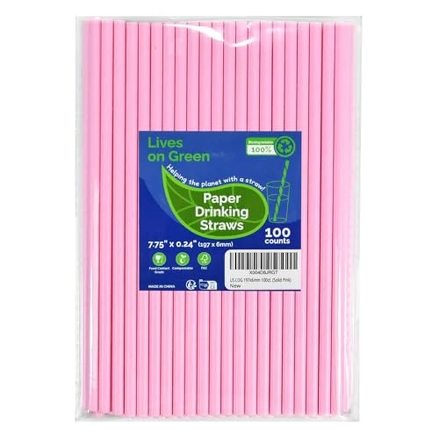 Alt view image 5 of 6 - 7.75" Solid Green Paper Straws for Drinks, Cocktail, Party 100ct Disposable
