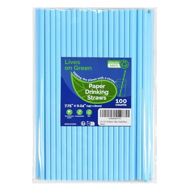 Alt view image 4 of 6 - 7.75" Solid Green Paper Straws for Drinks, Cocktail, Party 100ct Disposable