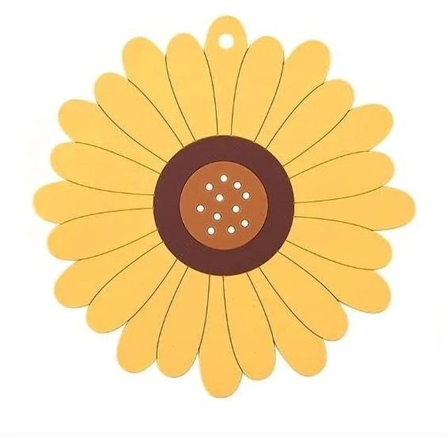 Main image of Felt Coasters trivets for hot Dishes Sunflower Dining Table Insulation Mat, Yellow Flower Design Coaster, 3.94 Inch Decorative Heat Protection Pad