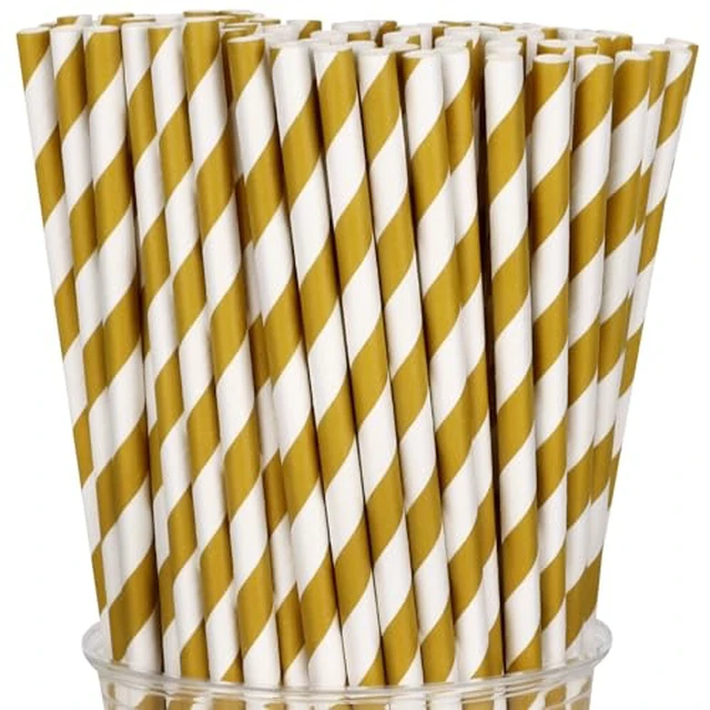 Alt view image 4 of 6 - 100 Packs Pink Biodegradable Striped Paper Straws, Disposable Drinking Straws for Birthday Carnival Summer Pool Party Wedding Baby Shower Halloween Christmas Party Decoration Supplies