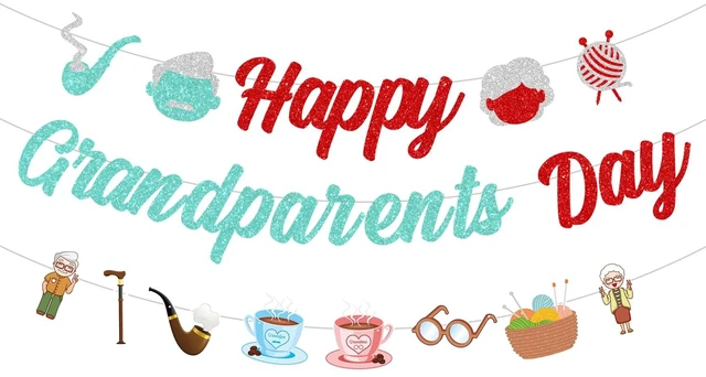 Main image of Glittery Happy Grandparents Day Banner Best Grandpa Best Grandma Ever Decorations Grandparents Birthday Party Decor Grandparents Wedding Anniversary Retirement Party Decorations Supplies