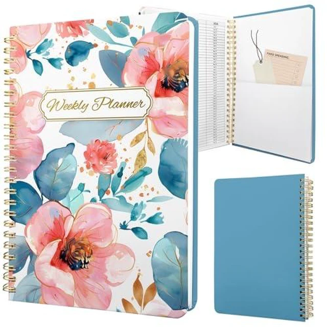 Alt view image 3 of 3 - Weekly Planner Undated - 52 Weeks To Do List Notebook A5 for Work: Weekly Task, Habit Tracker Journal, Goal Setting, Agenda Sprial Bound Organizer Book Women Cute Stylish Design, Floral