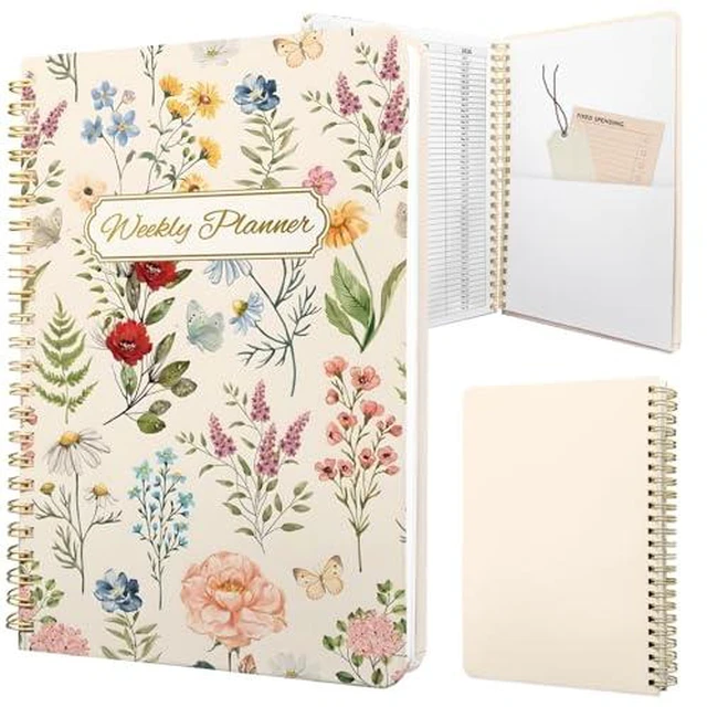 Alt view image 2 of 3 - Weekly Planner Undated - 52 Weeks To Do List Notebook A5 for Work: Weekly Task, Habit Tracker Journal, Goal Setting, Agenda Sprial Bound Organizer Book Women Cute Stylish Design, Floral