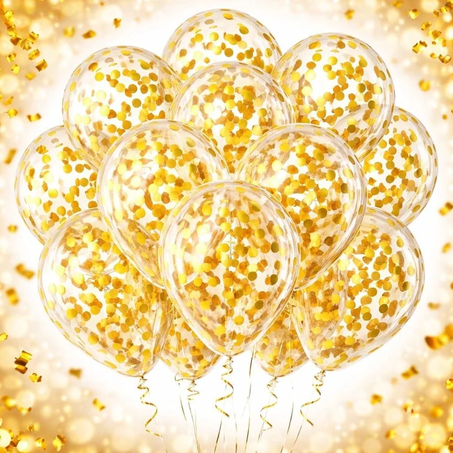 Main image of Golden Confetti Latex Party Balloons 100 Pack, 12 Inch Helium Balloons with Gold Confetti Dots for Wedding Bridal Shower Birthday Celebration Decorations