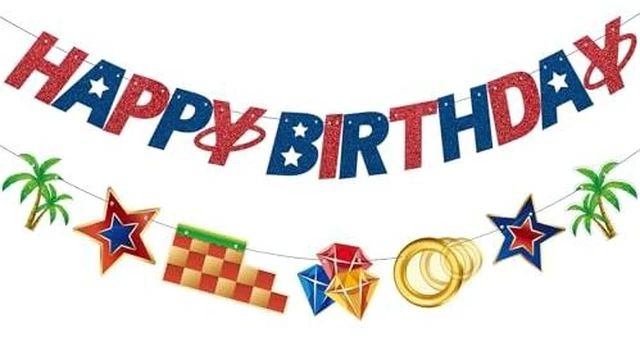 Alt view image 2 of 5 - GZDUCK Hedgehog Birthday Banner- Glitter Hedgehog Happy Birthday Banner, Hedgehog Birthday Decorations for Boys, Cartoon Themed Happy Birthday Sign for Boys 1st 2nd 3rd Birthday Party Baby Shower