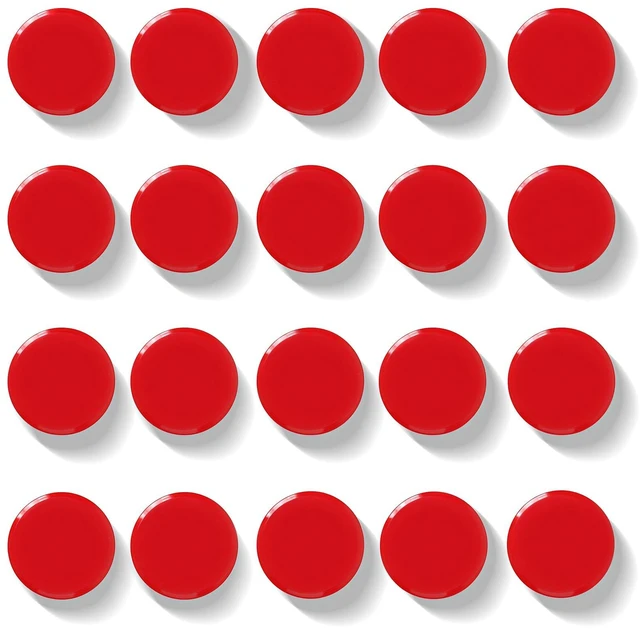 Main image of Fridge Magnets - 20Pcs Cute Mini Refrigerator Magnets for Classroom Organization, Kitchen Memo & Office Decor, Round Small Strong Heavy Duty Magnets for Whiteboards Fridge Adults Locker (Red)