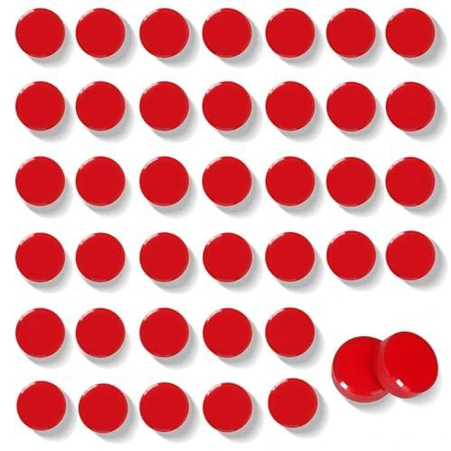 Alt view image 2 of 3 - Fridge Magnets - 20Pcs Cute Mini Refrigerator Magnets for Classroom Organization, Kitchen Memo & Office Decor, Round Small Strong Heavy Duty Magnets for Whiteboards Fridge Adults Locker (Red)