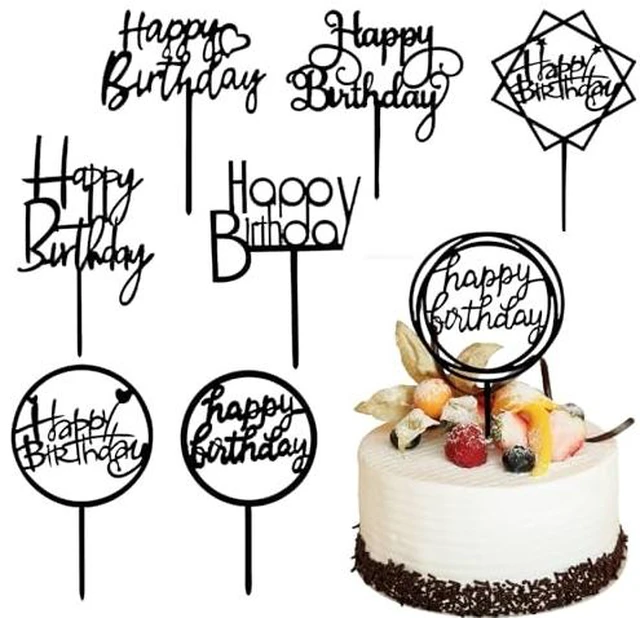 Alt view image 3 of 6 - 8 Packs Glitter Gold Happy Birthday Cake Toppers Acrylic Double-Sided Set