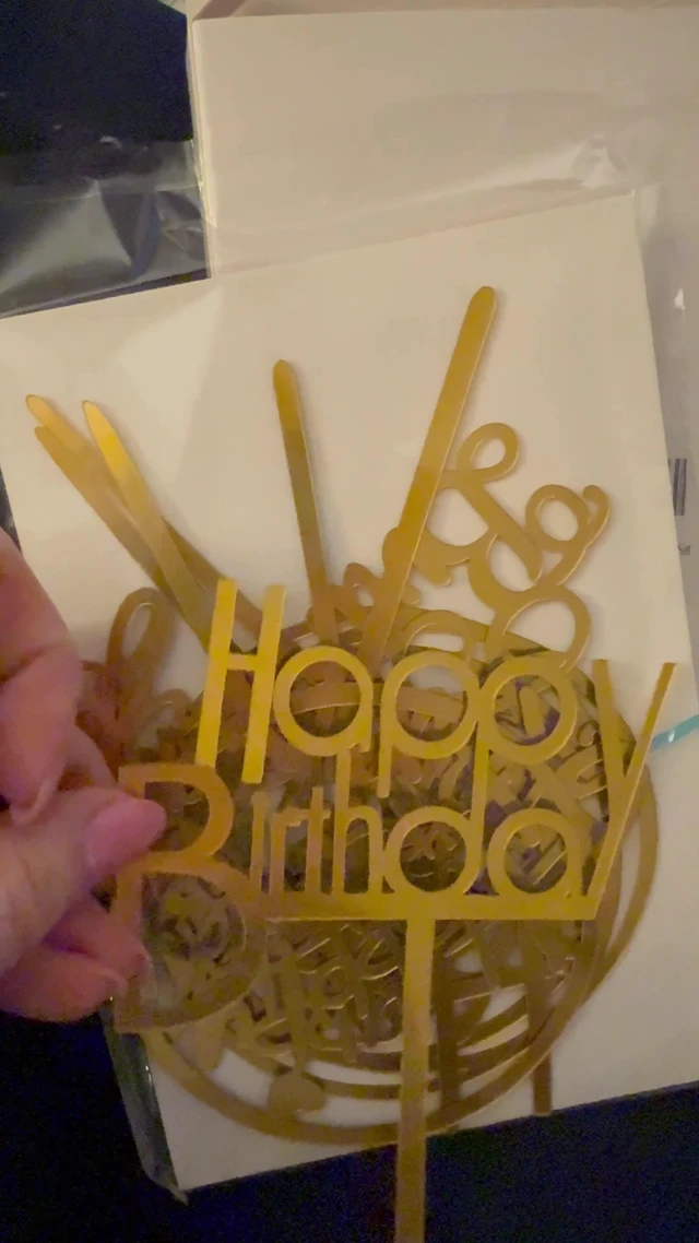 Alt view image 6 of 6 - 8 Packs Glitter Gold Happy Birthday Cake Toppers Acrylic Double-Sided Set