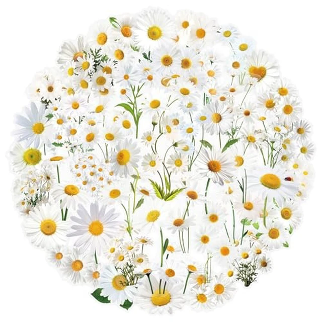 Alt view image 4 of 6 - 50pcs Transparent Yellow Flower Stickers for Scrapbooking Water Bottles Laptop Journaling,Cartoon Floral Sticker for Teens Planners,Cards,Gifts,Crafts,Art Projects,Glass Potion Bottles(Flower-C)