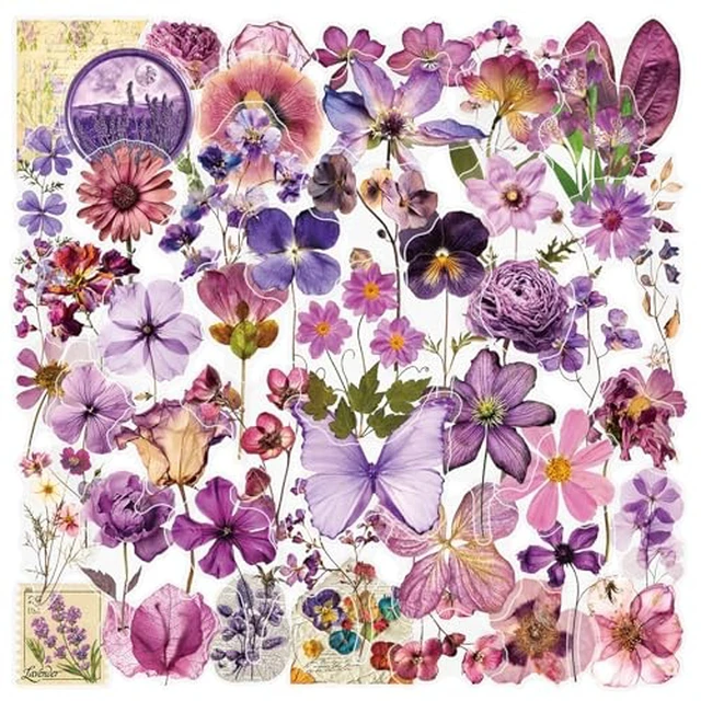 Alt view image 6 of 6 - 50pcs Transparent Yellow Flower Stickers for Scrapbooking Water Bottles Laptop Journaling,Cartoon Floral Sticker for Teens Planners,Cards,Gifts,Crafts,Art Projects,Glass Potion Bottles(Flower-C)
