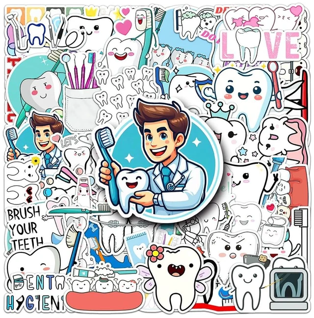 Main image of Dental Health Stickers |50Pcs Teeth Protect Waterproof Vinyl Decals
