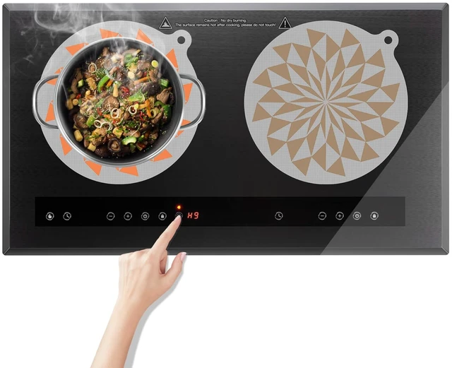 Main image of KR KITCHENRAKU Combo Pack Translucent Silicone Induction Cooktop Protector Mat (Magnetic) | 230°C (450°F) Heat-Resistant | Prevents Pot Sliding & Scratches (Flame Soft (Windmill), 9.5 Inch)