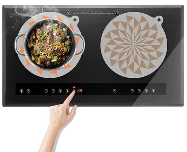 Alt view image 2 of 3 - KR KITCHENRAKU Combo Pack Translucent Silicone Induction Cooktop Protector Mat (Magnetic) | 230°C (450°F) Heat-Resistant | Prevents Pot Sliding & Scratches (Flame Soft (Windmill), 9.5 Inch)