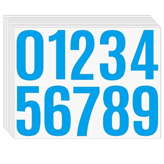 Alt view image 2 of 6 - 8 Sheets 4 Inch Yellow Number Stickers 0-9 Waterproof Vinyl Self Adhesive Numbers for Mailbox Address, Outdoor Signs, House Door Plates, Storage Bins, Classroom Labels, Sorting Projects (Yellow)