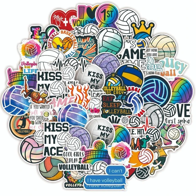 Main image of Sports - Volleyball Stickers, 50PCS Waterproof Vinyl Stickers for Laptop, Water Bottle, Phone - Kawaii Durable Cute Aesthetic Decals, DIY Crafts for Scrapbooking, Journaling. Volleyball