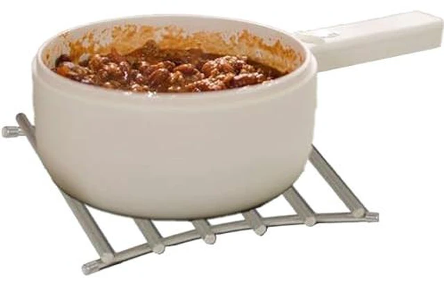 Alt view image 2 of 2 - FitWell Heat-Resistant Steel Dining Protector Modern Metal Trivet for Kitchen Table, Holds Hot Pots & Cast Iron Cookware, Trivet for Serving and Organization of Hot Dishes in Kitchen (Satin Nickel