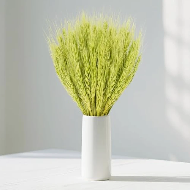 Alt view image 2 of 6 - 50 Stems Dried Wheat Stalks - Green Wheat Straw for Vases 13.3 in