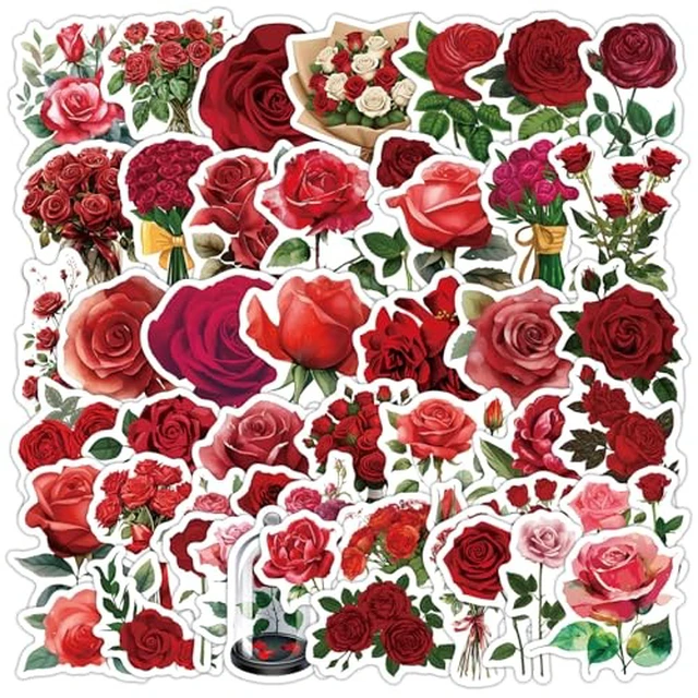 Alt view image 5 of 6 - 50Pcs Transparent Pressed Dried Flower Stickers Pack, Waterproof PET Vintage Floral Stickers for Flower Lovers Teens Adults, NoResidue Decals for Journaling Scrapbooking Water Bottle Laptop Phone