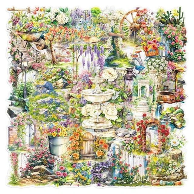 Alt view image 6 of 6 - 50Pcs Transparent Pressed Dried Flower Stickers Pack, Waterproof PET Vintage Floral Stickers for Flower Lovers Teens Adults, NoResidue Decals for Journaling Scrapbooking Water Bottle Laptop Phone