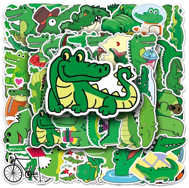 Main image of 50 Pieces Funny Crocodile Stickers Cartoon Alligator Vinyl Waterproof Sticker for Laptop Water Bottle Motorcycle Skateboard Luggage,Cute Party Decals Gift for Kids Boys Teens