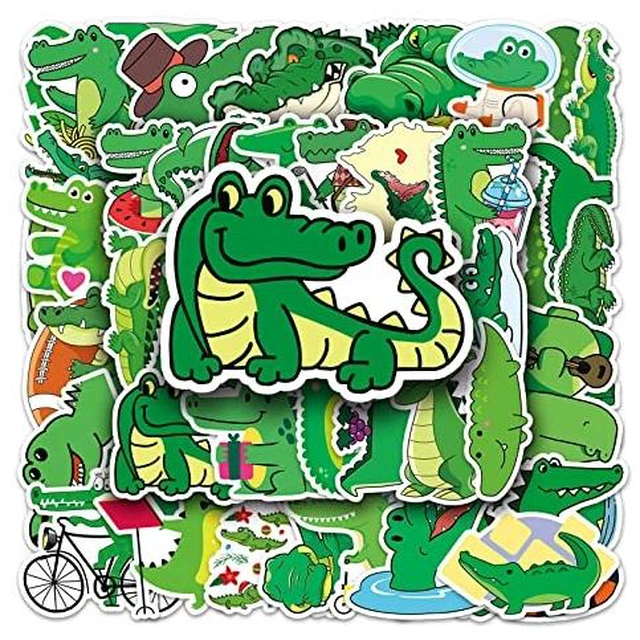 Alt view image 2 of 4 - 50 Pieces Funny Crocodile Stickers Cartoon Alligator Vinyl Waterproof Sticker for Laptop Water Bottle Motorcycle Skateboard Luggage,Cute Party Decals Gift for Kids Boys Teens