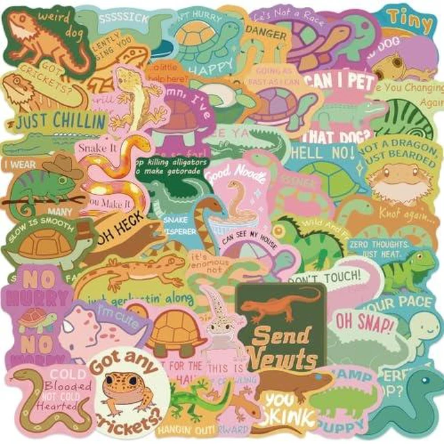 Alt view image 4 of 4 - 50 Pieces Funny Crocodile Stickers Cartoon Alligator Vinyl Waterproof Sticker for Laptop Water Bottle Motorcycle Skateboard Luggage,Cute Party Decals Gift for Kids Boys Teens
