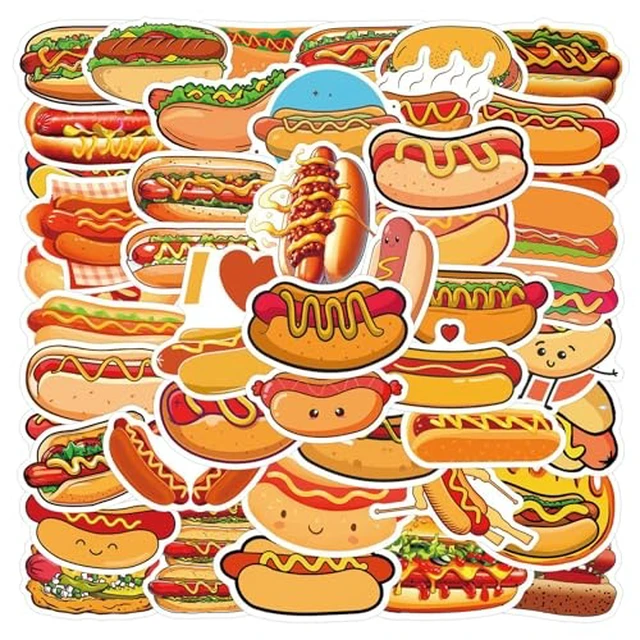 Alt view image 4 of 6 - Food Stickers,50Pcs Cute Fast Food Sticker Chips Hamburger Stickers Yummy Aesthetic Waterproof Deals for Kids Teens Girls Vinyl Sticker for Laptop Hydro Flask Phone Skateboard Luggage