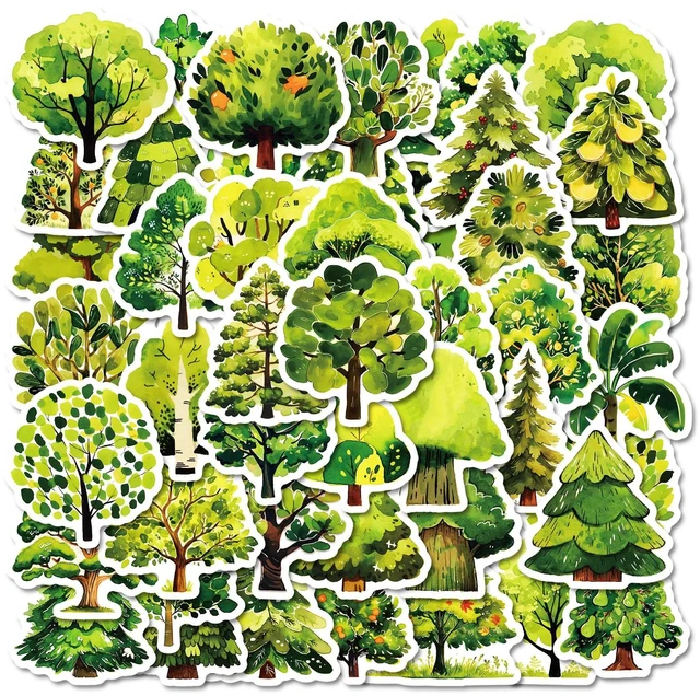 Main image of 50Pcs Forest Stickers, Various Green Trees Stickers for Teens Boy Girls,Laptop Sticker Waterproof Luggage Skateboard Water Bottle Stickers Decal Bicycle Bumper Snowboard