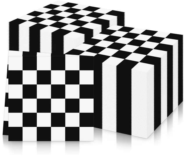Main image of Black White Checkered Napkins 20 Pieces 3-ply Racing Car Party Cocktail Dinner Napkin Set 6.5"X6.5" Racing Party Supplies