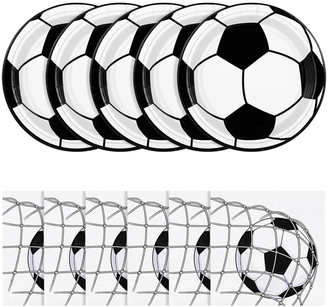 Main image of 50 Pcs Soccer Plates and Napkins, Disposable Soccer Party Decorations