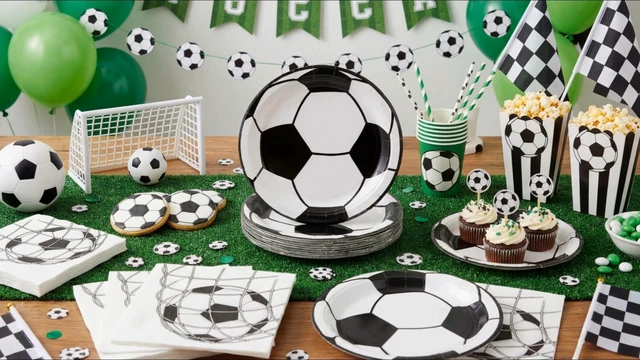 Alt view image 3 of 5 - 50 Pcs Soccer Plates and Napkins, Disposable Soccer Party Decorations