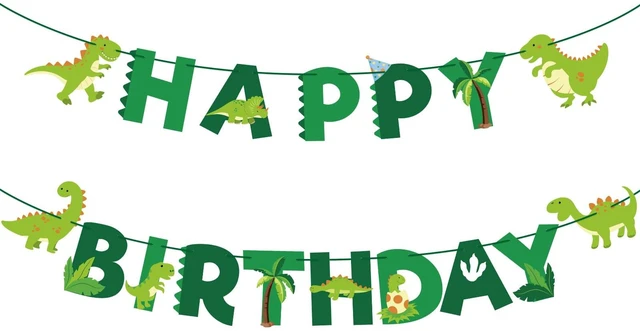 Main image of Dinosaur Happy Birthday Banner Birthday Party Decorations Dinosaur Party Banner Garland Sign for Kids Boys 1st 2nd 3rd Green Dino Themed Birthday Decorations Supplies